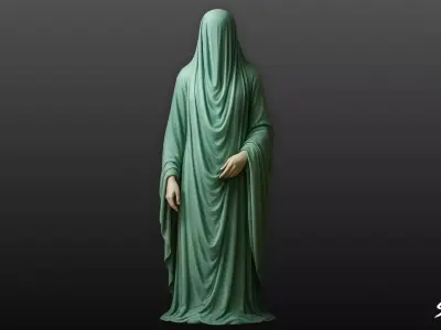 Ghost Statue Standing Draped Low-poly 3D model