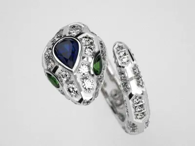 Serpenty-2  solid snake ring 3D print model