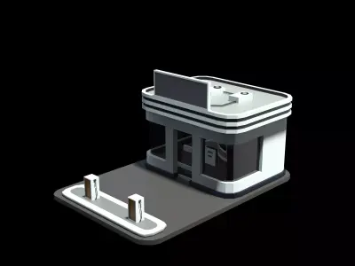 gas station Low-poly 3D model