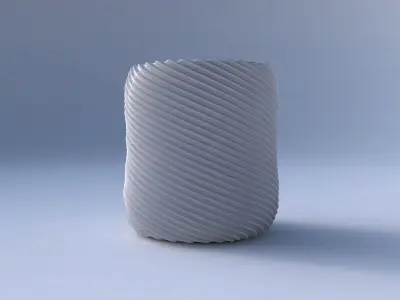 Bowl cylindrical with bent extruded lines 2 3D print model