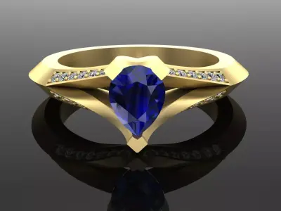 Classic ring with Pear Stone  3D print model