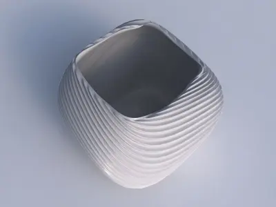 Bowl semi-quadratic with wavy extruded lines 2 3D print model