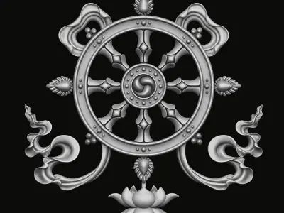 Buddhist Dharma wheel Relief 3D print model