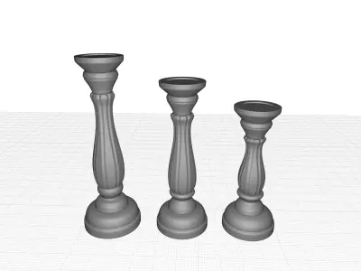 Handmade Wooden with Pillar Base Support 3D model
