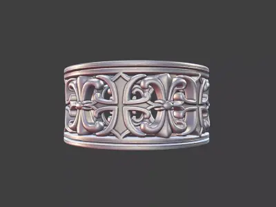 Cross and Fleur-de-Lis Ring Band 3D print model