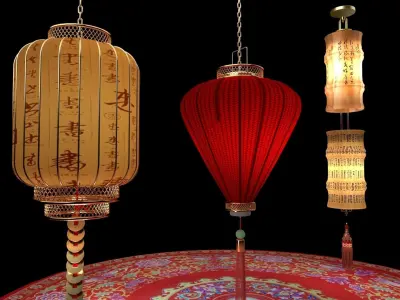 Chinese red lantern 3D model 20