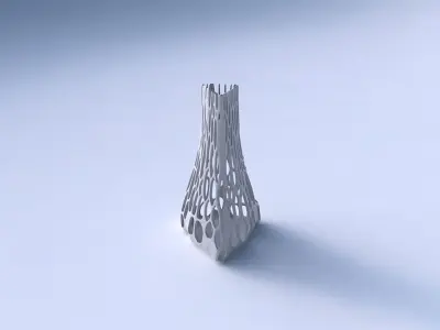 Vase grounded triangle with cracked organic lattice 2 3D print model