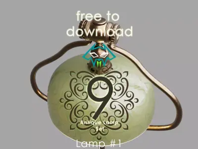 Lamp 1 - 9 Antique Lamp Set  Free Free low-poly 3D model