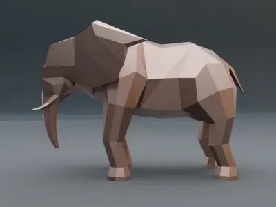 Copper elephant low poly 3D model for 3D print 3D print model
