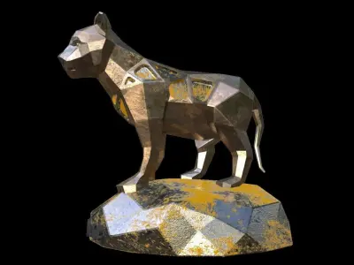 Steampunk Lion Cub Low-poly 3D model