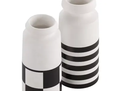 Black and White Ceramic Vases 3D model