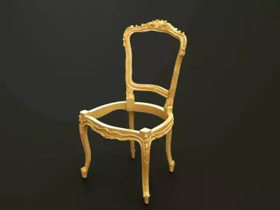 Classic Baroque Style Wooden Chair Base for CNC 3D model