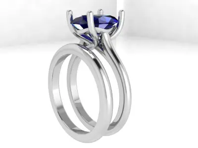Oval Cut Solitaire Ring With Band 4127 3D print model