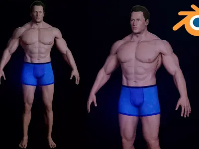Bodybuilder v02 Low-poly 3D model