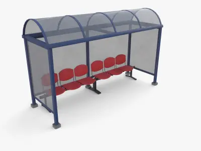 Bus stop V1 Low-poly 3D model