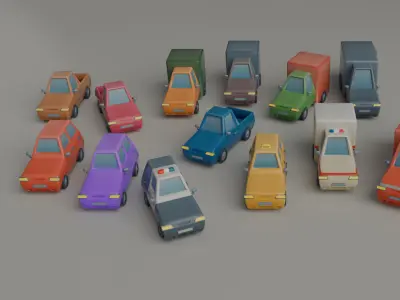 Low Poly Vehicle Pack  - City Emergency and Utility Vehicles Low-poly 3D model