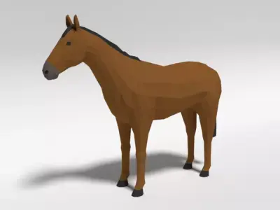 Low Poly Cartoon Horse  Low-poly 3D model