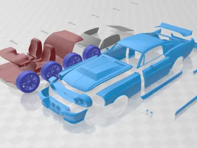 Mustang Shelby GT500 Eleanor 1967 - Separate Parts STL Model 3D print model