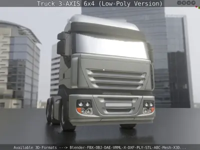 Truck 3-AXIS 6x4 Low-Poly Version Low-poly 3D model