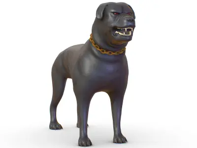 High Poly Black Rottweiler Dog Low-poly 3D model