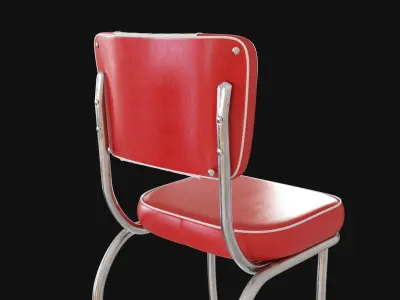 Retro Diner 50s Chair  Low-poly 3D model