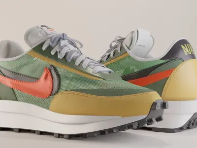 Nike Sacai LD Waffle Multi Green Low-poly 3D model