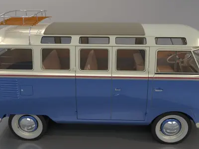 Volks Wagen Type 2 Kombi Samba HIGH POLY and LO POLY 3D model