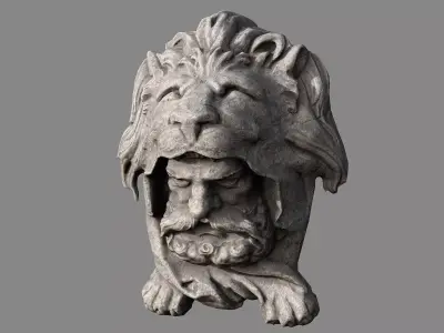 Lion hunter head Low-poly 3D model