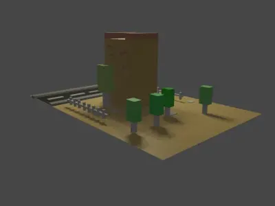 house on street Free low-poly 3D model