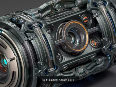 Sci Fi Elements Kitbash 4 in 1 3D Model Collection