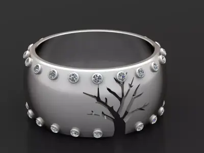 Gold tree ring 3D printable model   3D print model