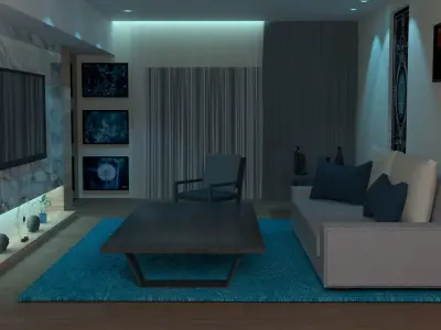 interior modern living room with rug Free 3D model