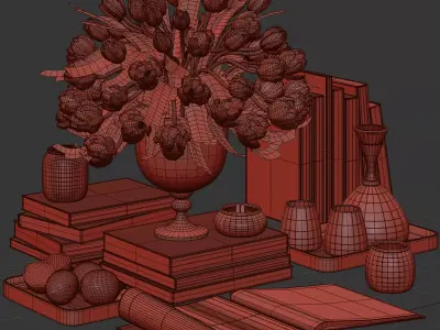  White Tulips Tabletop Decor set22 3D model