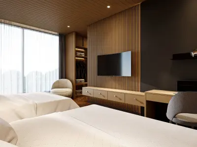 Bedroom Hotel Villa Scene Blender - fbx - obj 3D model