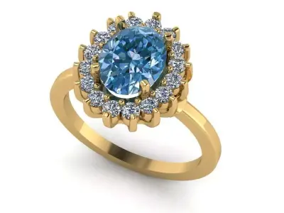 Oval Shape Halo Ring 250 3D print model