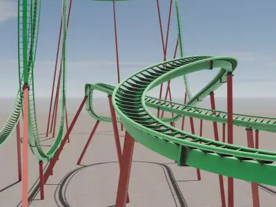 Rollercoaster 3D model Low-poly 3D model