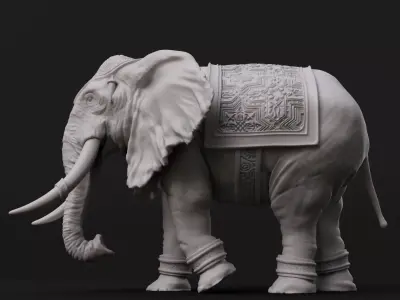Ornate Elephant Statue Detailed 3D Printable Model 3D print model