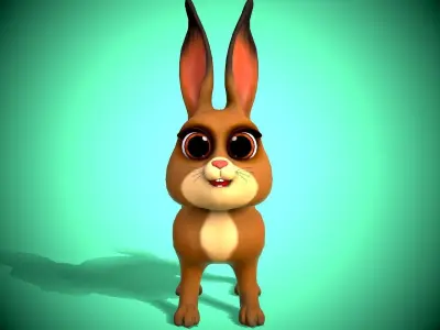 small cartoon rabbit Low-poly 3D model