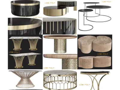 Side and coffee table 3d model collection  Low-poly 3D model