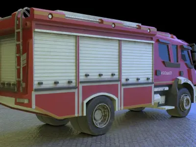 Modern fire truck Low Poly model Low-poly 3D model