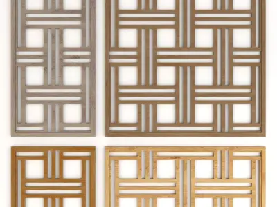 Wood Arabic Islamic pattern decorative grill screen 3D model