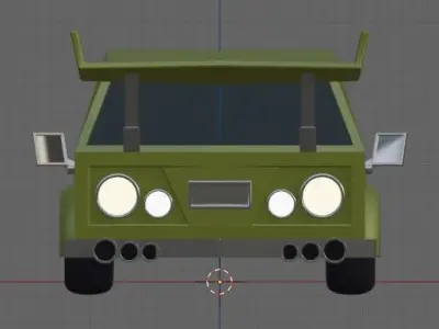 Low-poly Green Old Car Free low-poly 3D model