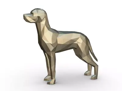 weimaraner low poly dog 3D print model