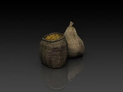 bags of coins Low-poly 3D model