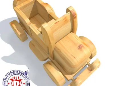 wooden car 01 3D model