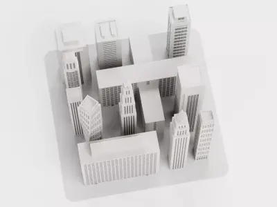 Paper City Block Low-poly 3D model