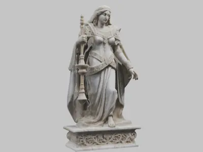 Medieval Goddess Marble Figure Low-poly 3D model