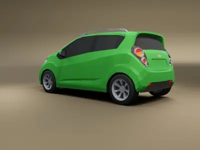Chevrolet Spark low poly 3D model Low-poly 3D model