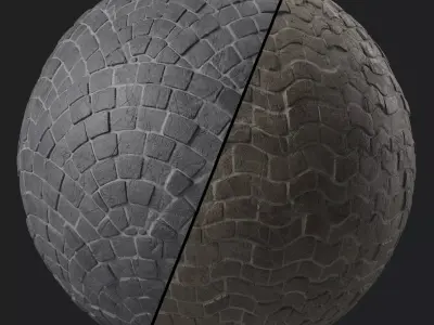 Pavement Materials 49- Stone Paving Sbsar Pbr 4k Seamless Texture