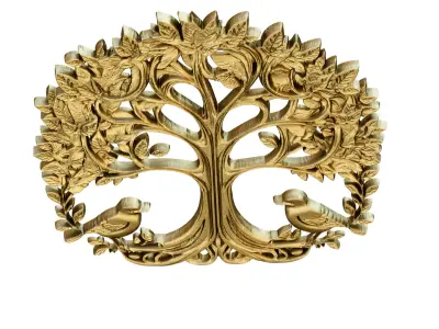 decor set wall panel wall tree  relief mural CNC 44 3D model